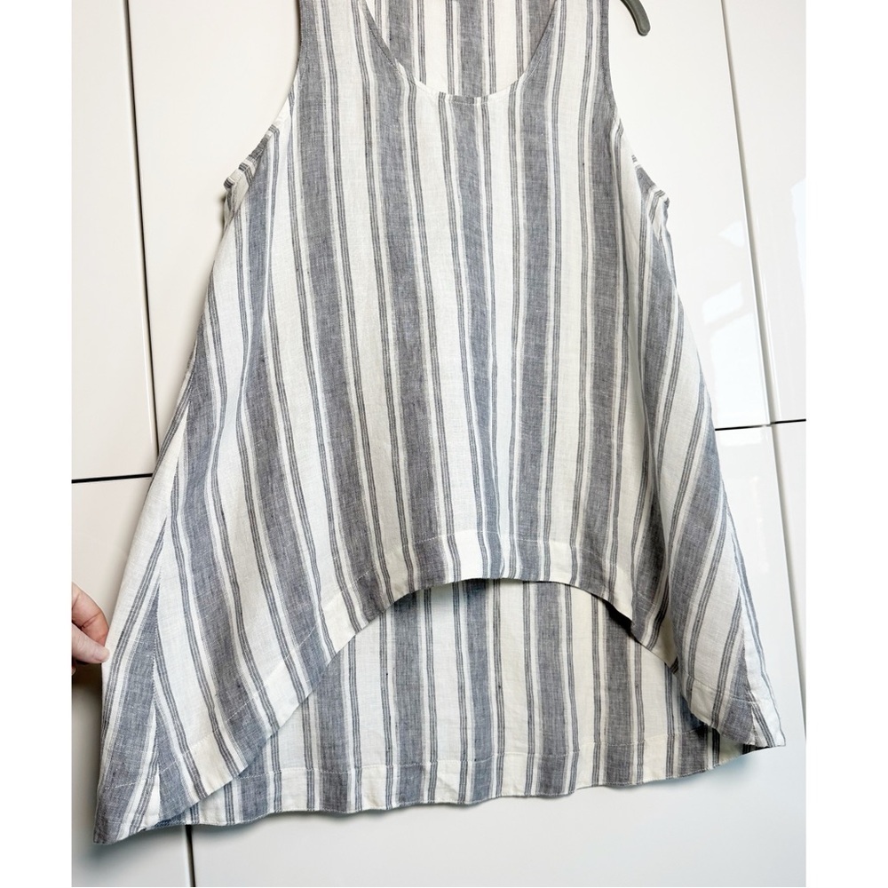 Saks Fifth Avenue Linen Tank Top Medium High Low Hem Scandinavian Boho Granola - Picture 2 of 5